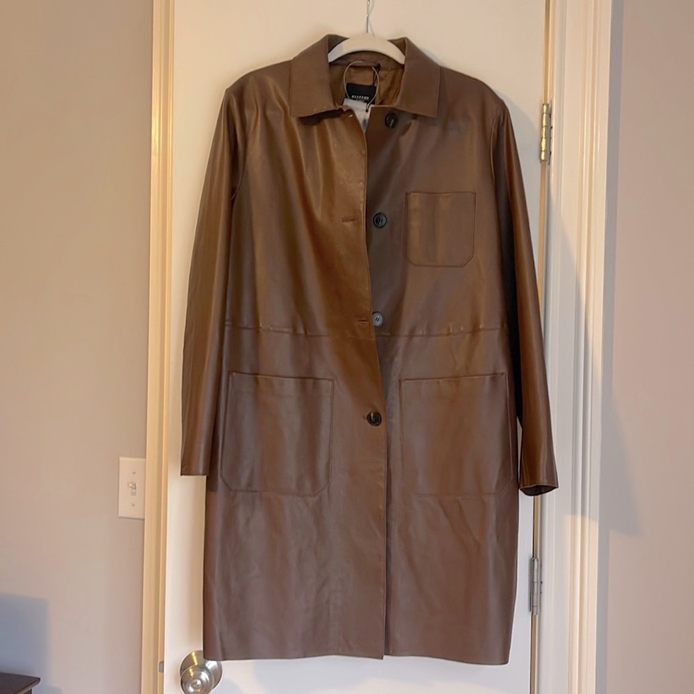 NWT MaxMara brown Weekend leather trench Size  US 12
